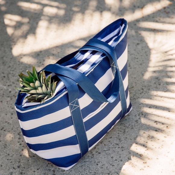 🆕 MANNA Insulated hydration Nautical Cooler Tote Bag in Navy Blue and White - Picture 3 of 3
